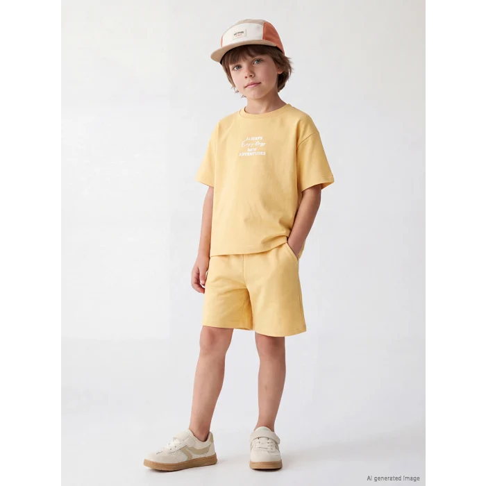 LCW Kids Sarı Baskılı Erkek Çocuk Takım