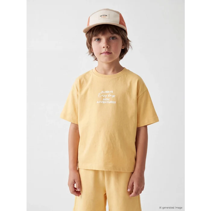 LCW Kids Sarı Baskılı Erkek Çocuk Takım