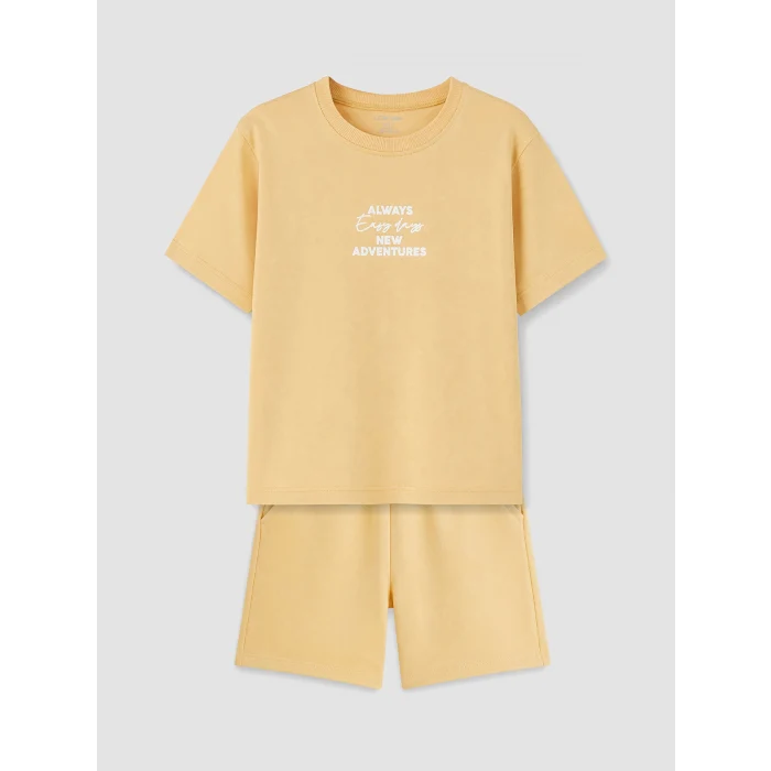 LCW Kids Sarı Baskılı Erkek Çocuk Takım