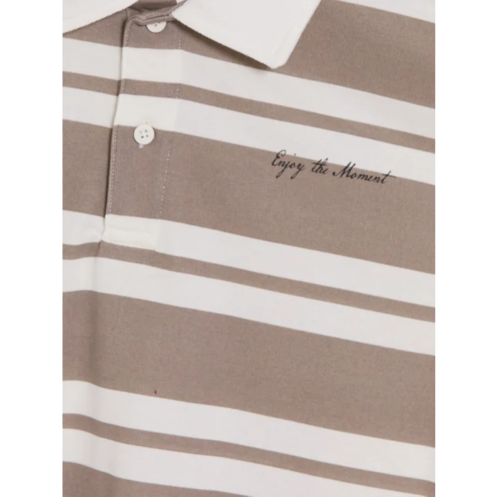 LCW Kids Gri Polo Yaka Çizgili Erkek Çocuk Sweatshirt
