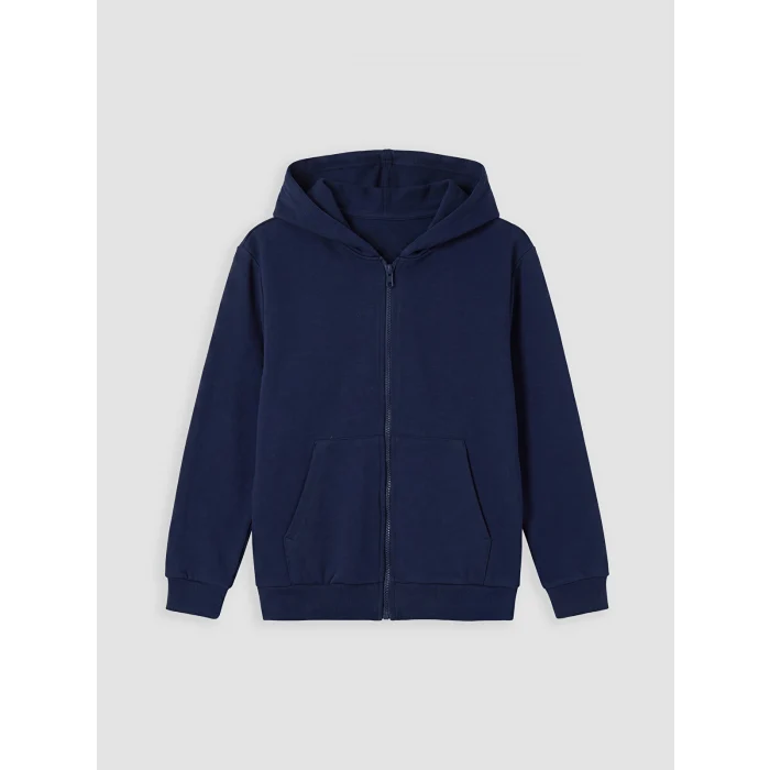 LCW Kids Lacivert Kapüşonlu Erkek Çocuk Fermuarlı Sweatshirt