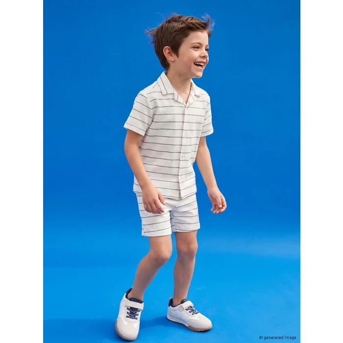 LCW Kids Bej Çizgili Erkek Çocuk Takım