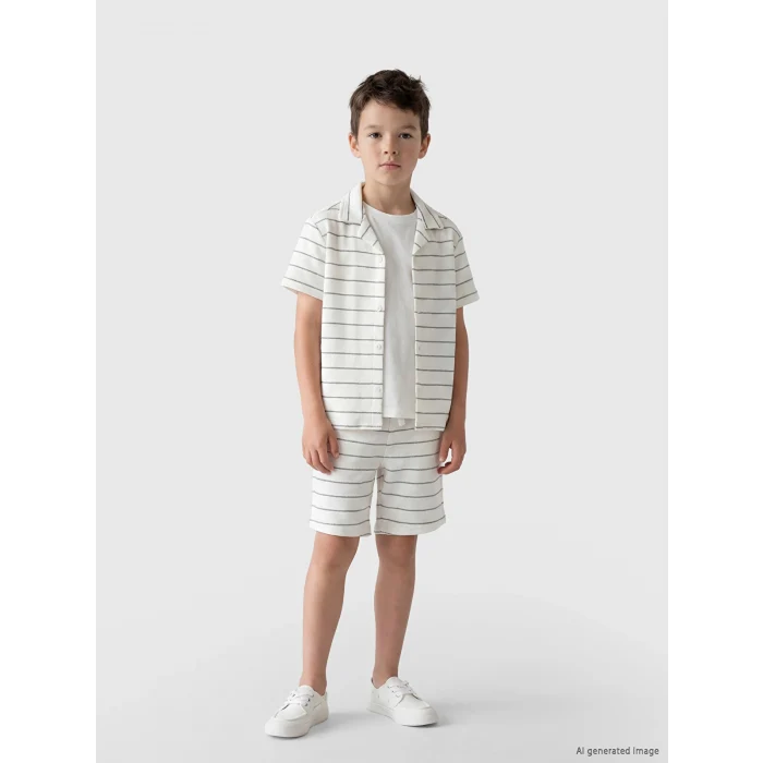 LCW Kids Bej Çizgili Erkek Çocuk Takım
