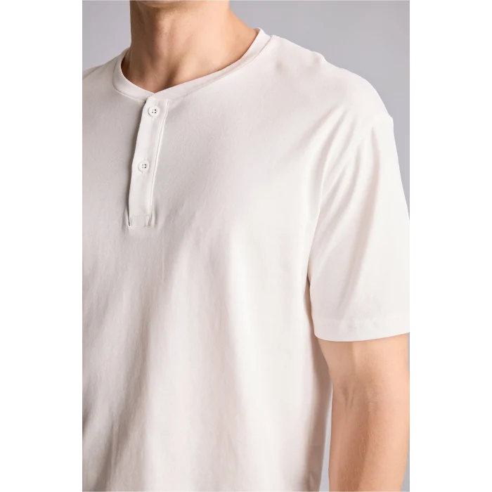 Defacto H8680AXWT34 Beyaz %100 Pamuk New Regular Fıt 2li Şortlu Pijama Takımı