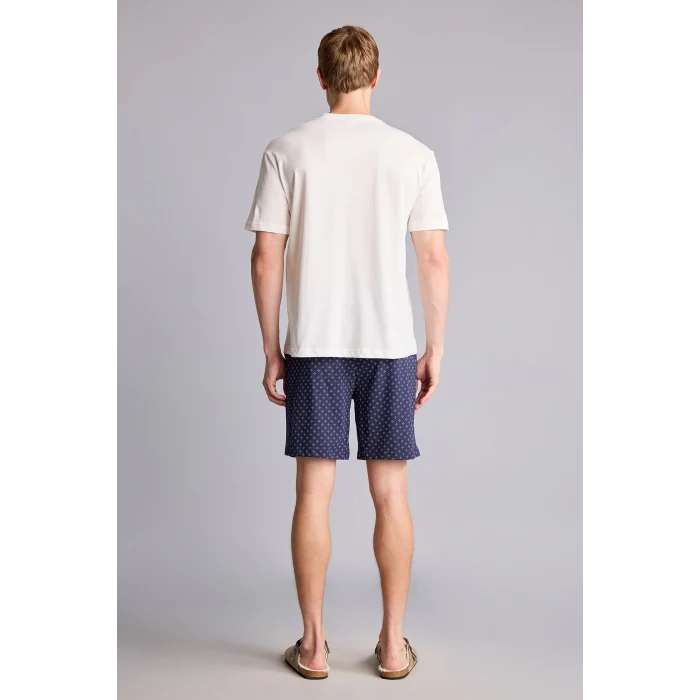 Defacto H8680AXWT34 Beyaz %100 Pamuk New Regular Fıt 2li Şortlu Pijama Takımı