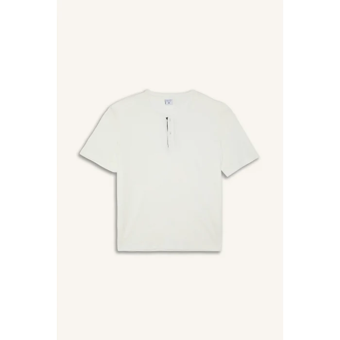 Defacto H8680AXWT34 Beyaz %100 Pamuk New Regular Fıt 2li Şortlu Pijama Takımı