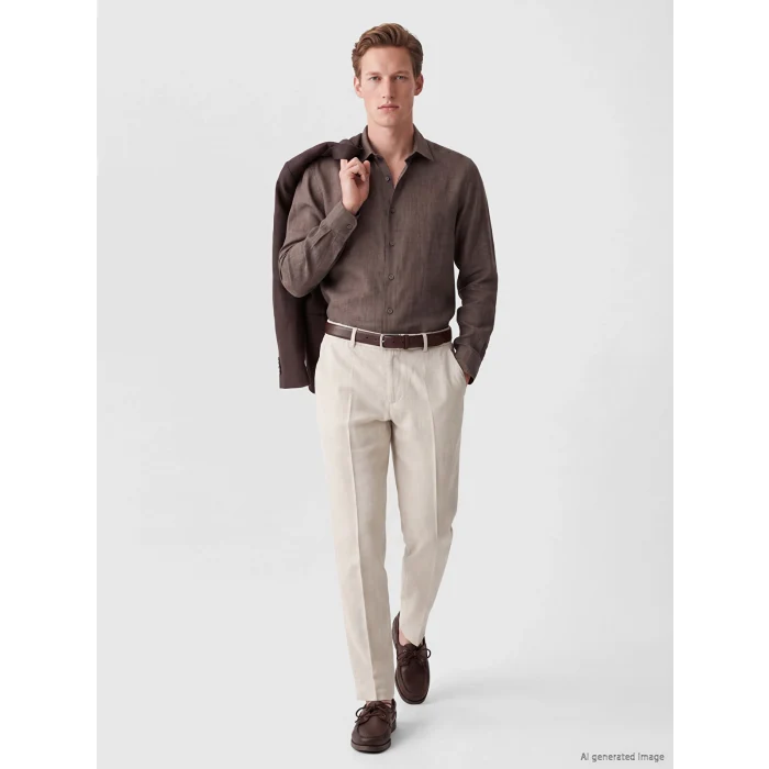 SOUTHBLUE Gri Regular Fit Keten Görünümlü Erkek Pantolon
