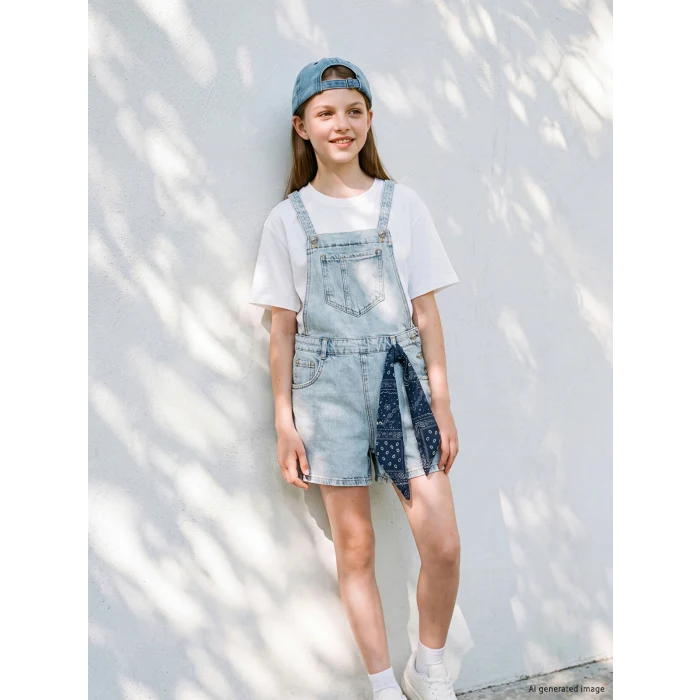 LCW Kids Mavi Kız Çocuk Jean Salopet ve Saç Bandı