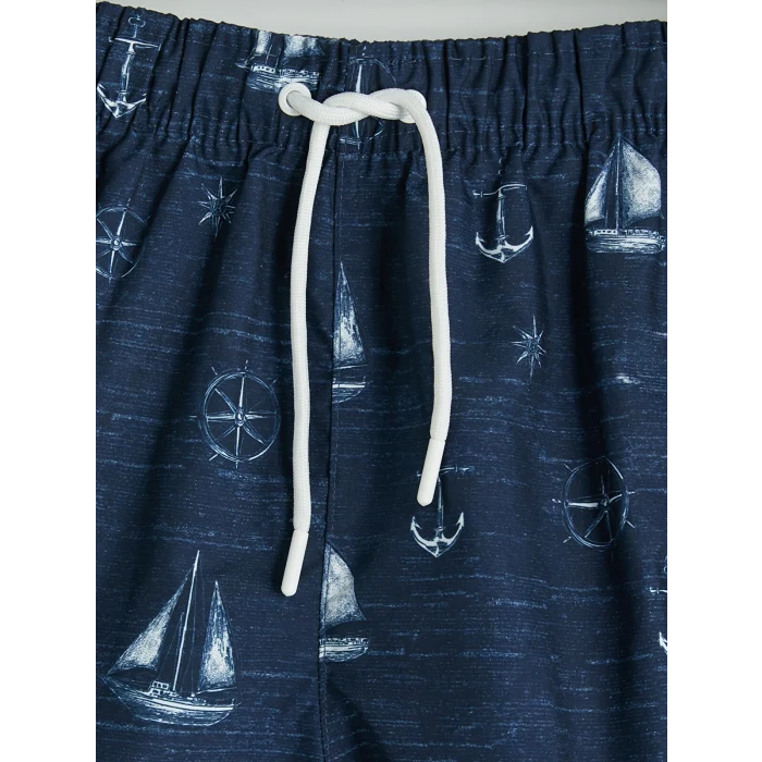 LCW SWIMWEAR Mavi Kısa Boy Desenli Erkek Deniz Şortu