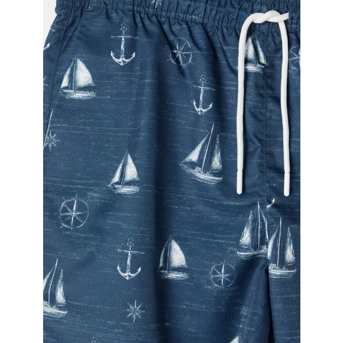 LCW SWIMWEAR Mavi Kısa Boy Desenli Erkek Deniz Şortu