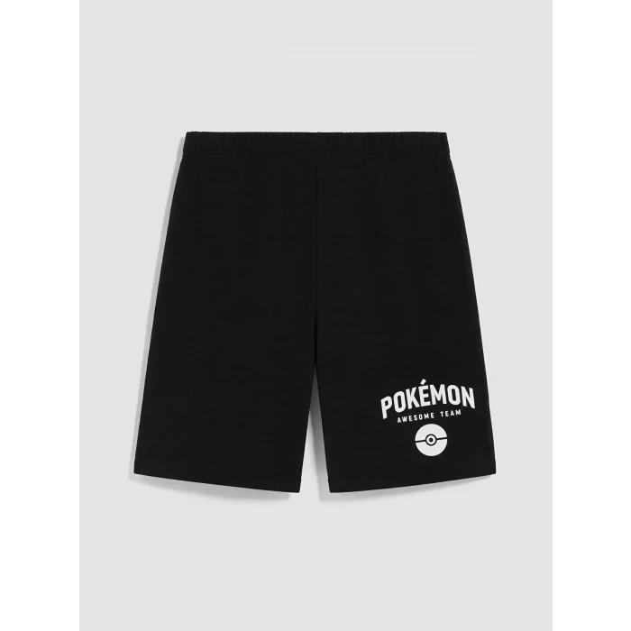 LCW Kids Ekru Pokemon Baskılı Erkek Çocuk Şortlu Pijama Takımı
