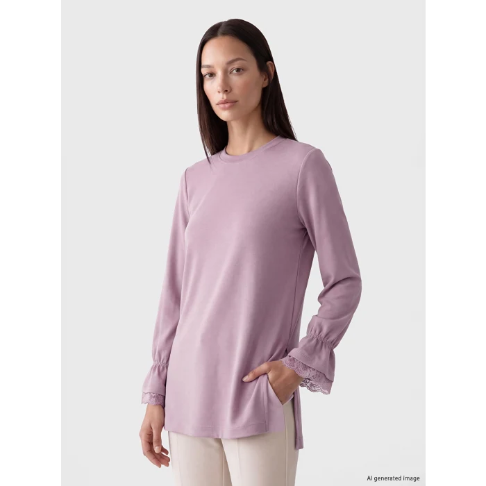 LCW EVERYDAY Lila Soft Touch Kadın Sweatshirt Tunik