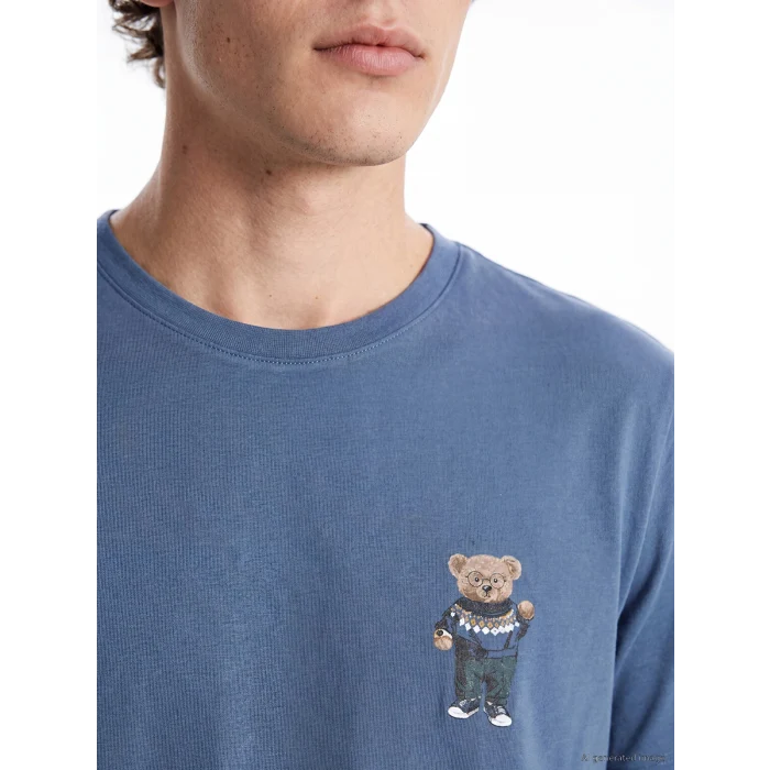 LC WAIKIKI İndigo Regular Fit Baskılı Erkek Pijama Takım