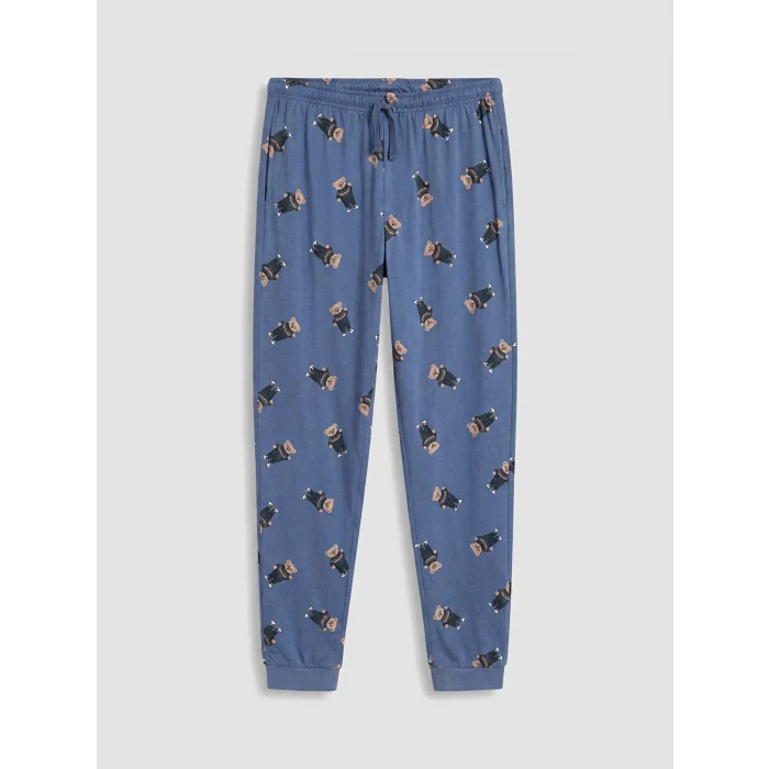 LC WAIKIKI İndigo Regular Fit Baskılı Erkek Pijama Takım