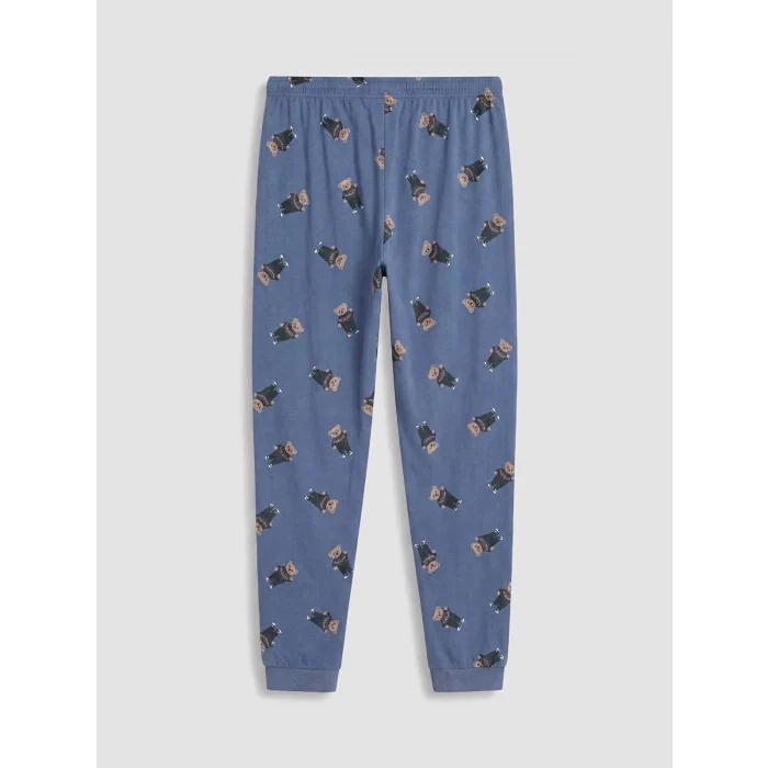 LC WAIKIKI İndigo Regular Fit Baskılı Erkek Pijama Takım