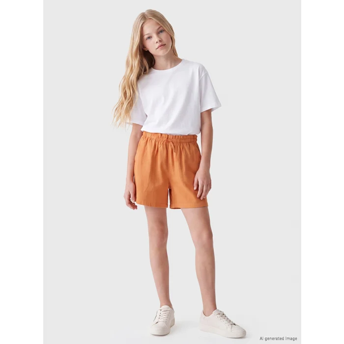 LCW Kids Turuncu Basic Kız Çocuk Şort
