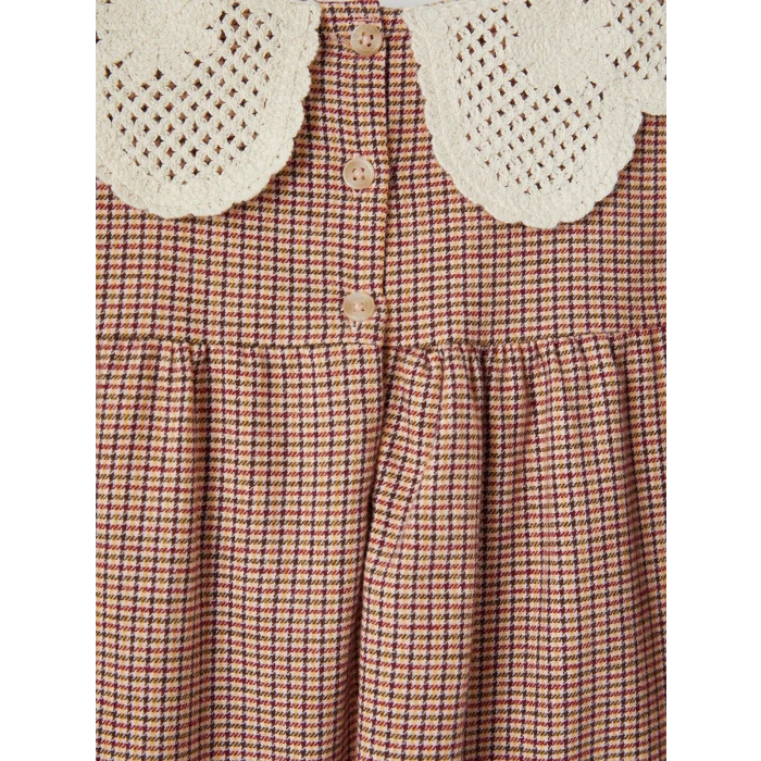 LCW Kids Turuncu Bebe Yaka Ekose Kız Çocuk Gabardin Elbise