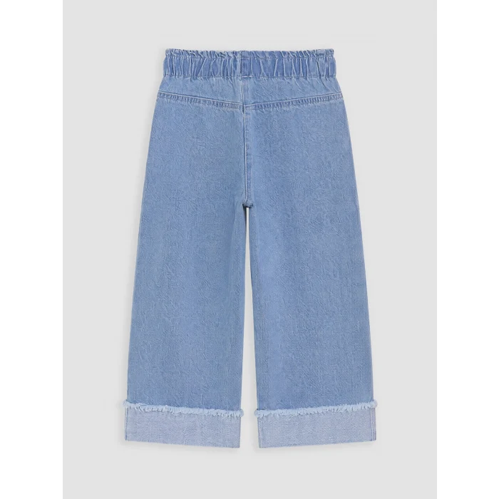 LCW Kids İndigo Wideleg Nakışlı Kız Çocuk Jean Pantolon