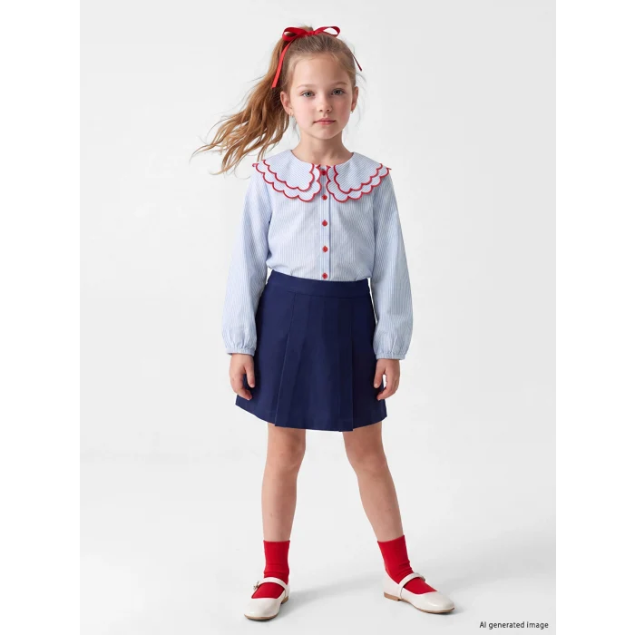 LCW Kids Mavi Çizgili Kız Çocuk Takım