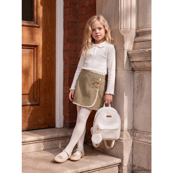 LCW Kids Yeşil Kız Çocuk Şort Etek ve Külotlu Çorap