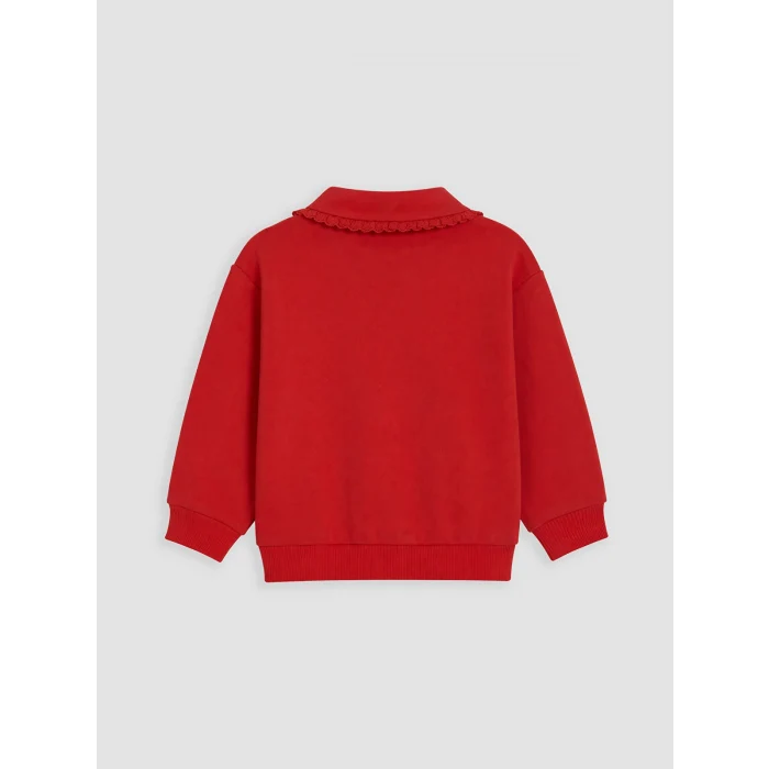 LCW Kids Kırmızı Polo Yaka Kız Çocuk Kalın Sweatshirt
