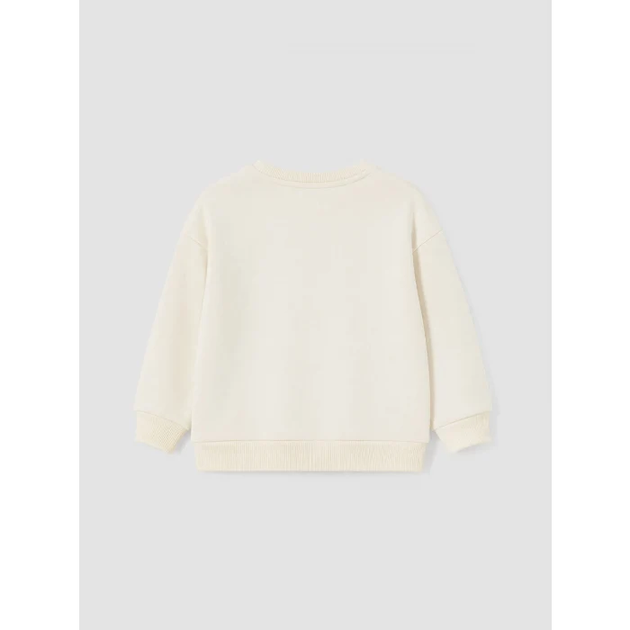 LCW Kids Ekru Bisiklet Yaka Payetli Kız Çocuk Sweatshirt