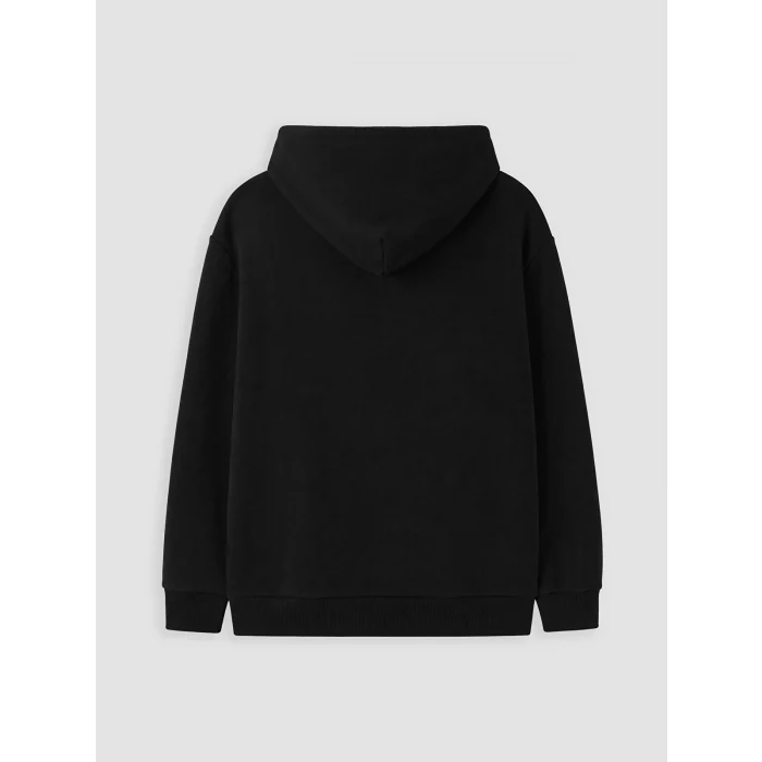 LCW Kids Siyah Kapüşonlu Erkek Çocuk Fermuarlı Sweatshirt