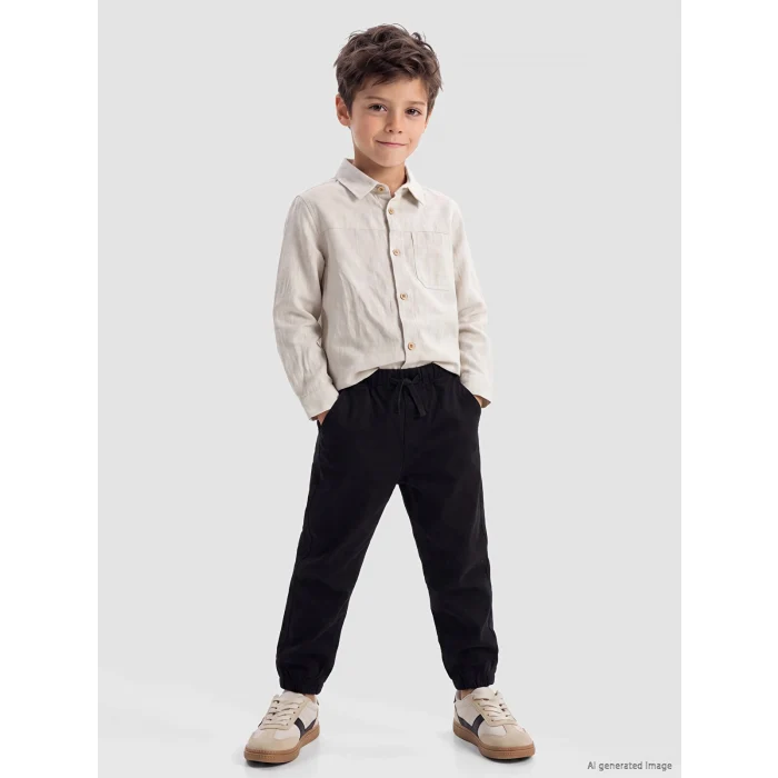 LCW Kids Siyah Regular Fit Erkek Çocuk Jogger Pantolon