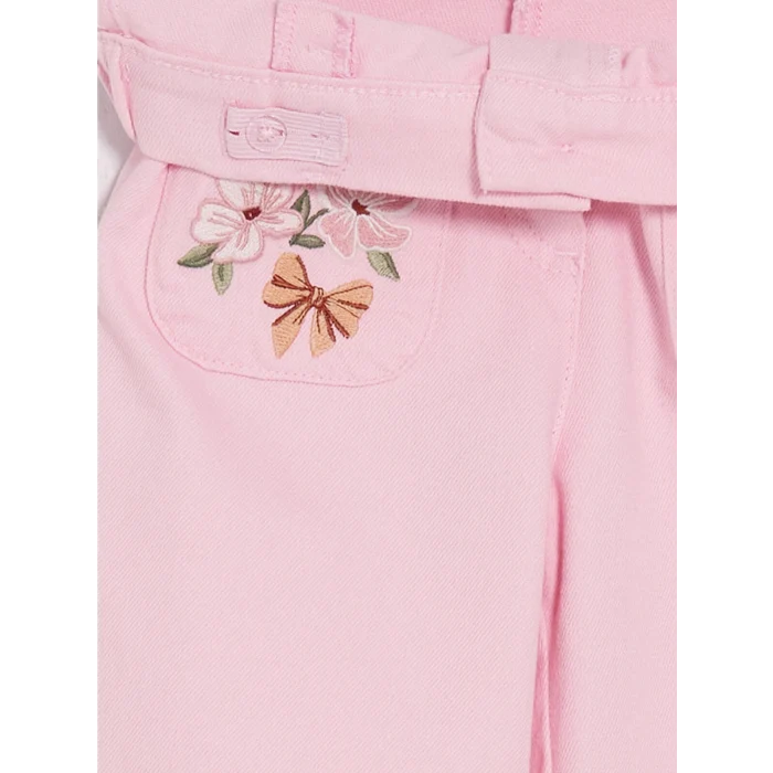 LCW Kids Pembe Wideleg Kız Çocuk Nakışlı Pantolon