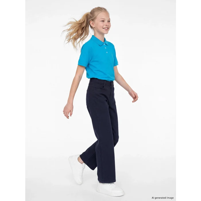 LCW Kids Lacivert Wideleg Kız Çocuk Gabardin Pantolon