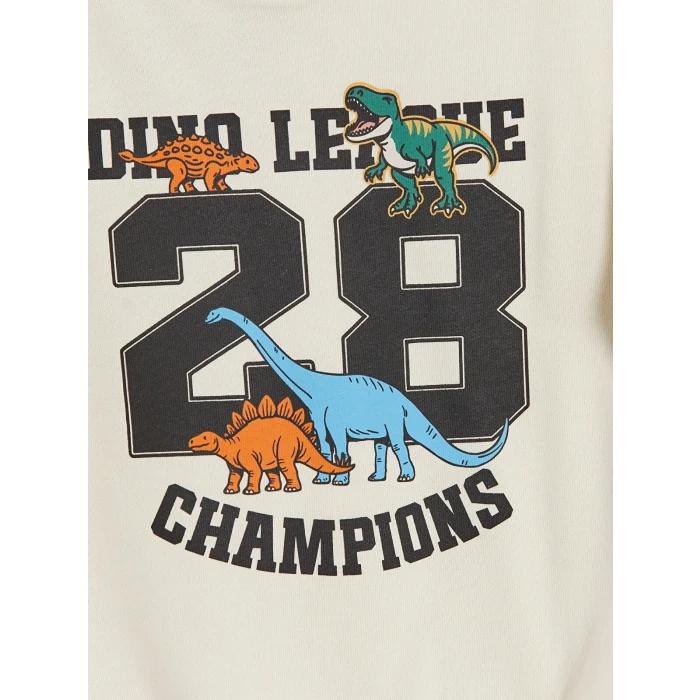 LCW Kids Bej Dinozor Baskılı Erkek Çocuk Takım