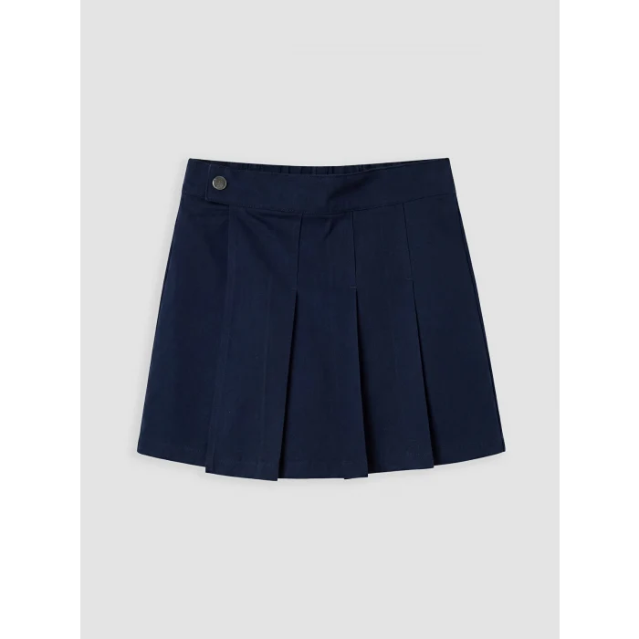 LCW Kids Lacivert Kız Çocuk Pileli Gabardin Şort Etek