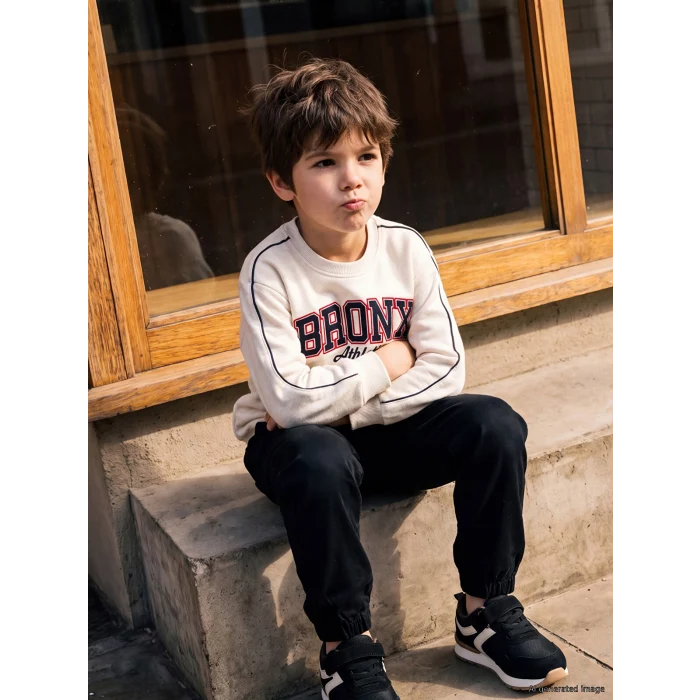 LCW Kids Beyaz Nakışlı Erkek Çocuk Sweatshirt