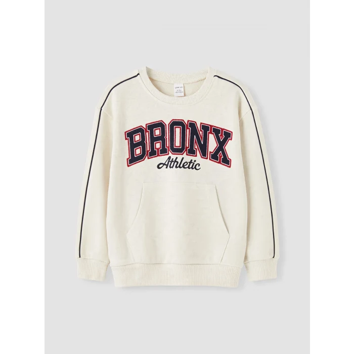 LCW Kids Beyaz Nakışlı Erkek Çocuk Sweatshirt
