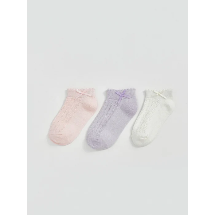 LCW baby Pembe Kurdele Detaylı Kız Bebek Patik Çorap 3lü