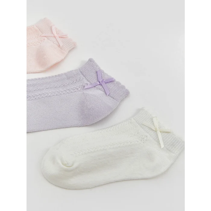 LCW baby Pembe Kurdele Detaylı Kız Bebek Patik Çorap 3lü
