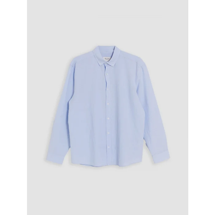 LCW Vision Mavi Regular Fit Keten Karışımlı Erkek Gömlek