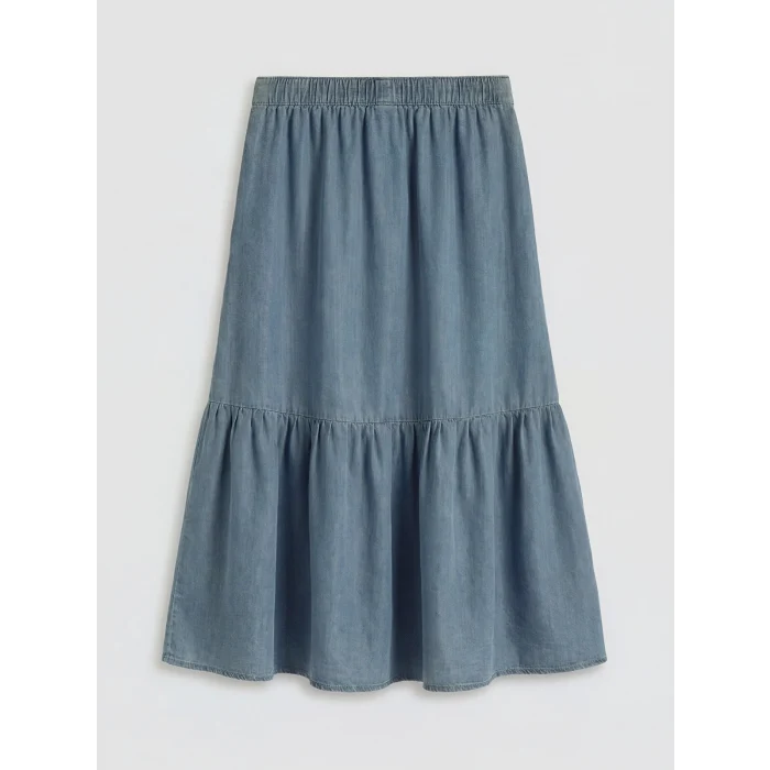 LCW Modest İndigo Beli Lastikli Fırfırlı Jean Etek