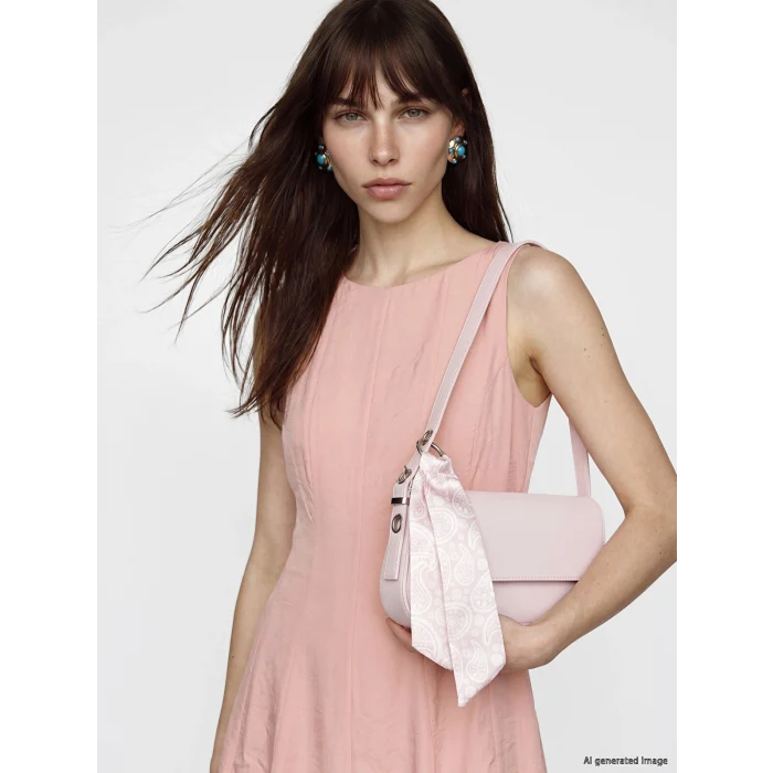 LCW ACCESSORIES Pembe Aksesuarlı Deri Görünümlü Kadın Omuz Çantası