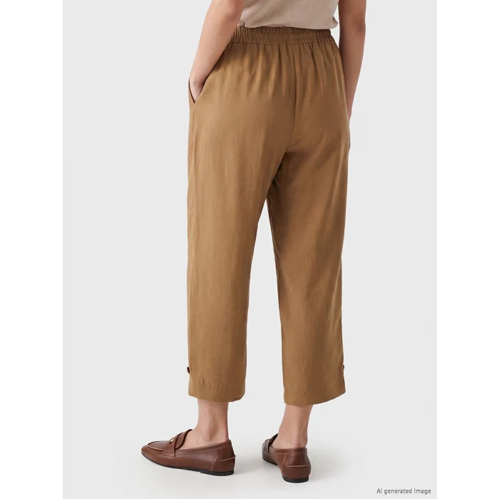 LCWAIKIKI Classic Haki Beli Lastikli Modal Karışımlı Kadın Pantolon