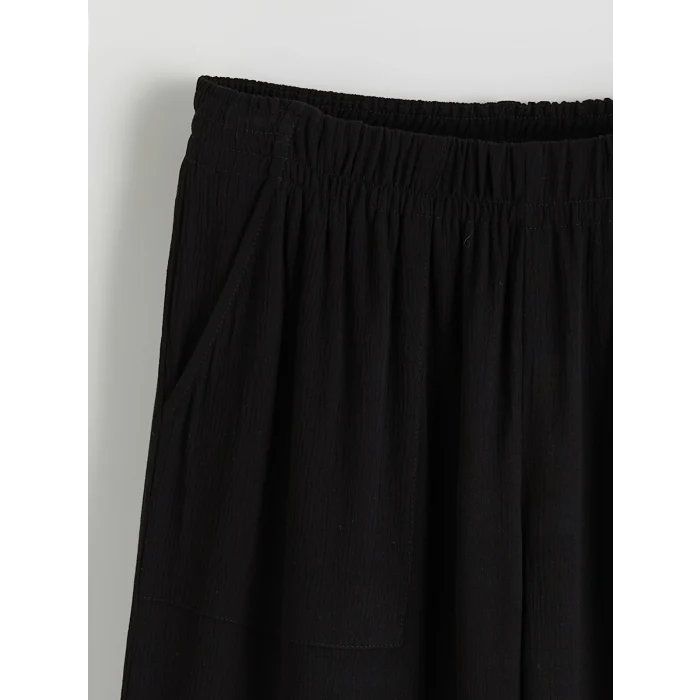 LCW Grace Siyah Beli Lastikli Geniş Paça Kadın Pantolon