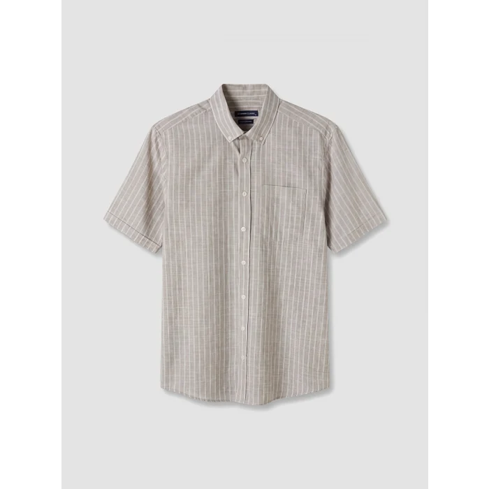 LCWAIKIKI Classic Kahverengi Regular Fit Çizgili Poplin Erkek Gömlek