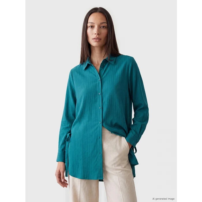 LCWAIKIKI Classic Yeşil Modal Karışımlı Oversize Kadın Gömlek Tunik