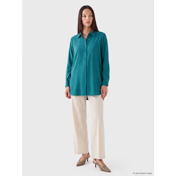 LCWAIKIKI Classic Yeşil Modal Karışımlı Oversize Kadın Gömlek Tunik