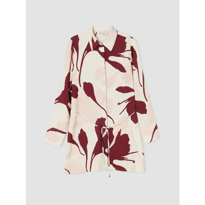LCW EVERYDAY Bordo Çiçekli Kadın Gömlek Tunik