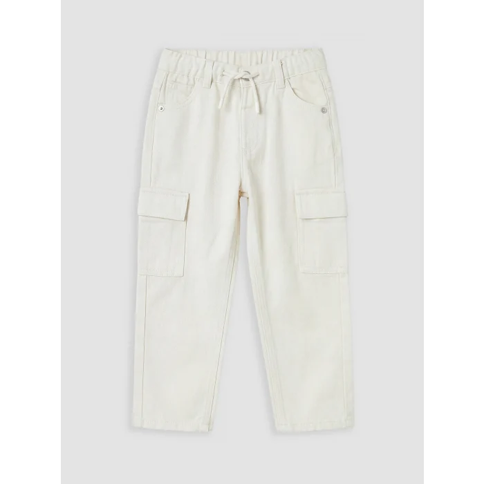LCW Kids Bej Baggy Fit Erkek Çocuk Gabardin Kargo Pantolon