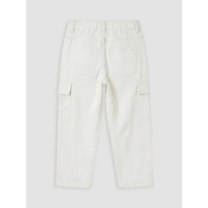 LCW Kids Bej Baggy Fit Erkek Çocuk Gabardin Kargo Pantolon