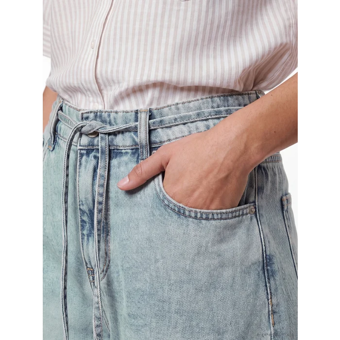 LCW Jeans İndigo Beli Lastikli Wideleg Kadın Jean Pantolon
