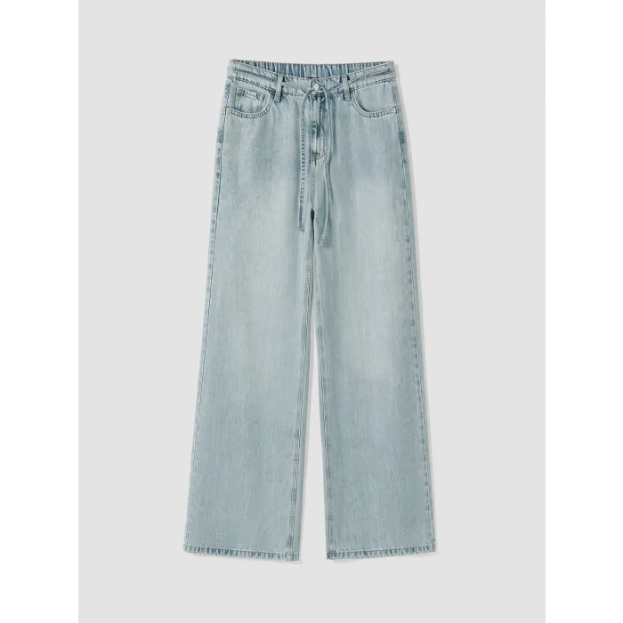 LCW Jeans İndigo Beli Lastikli Wideleg Kadın Jean Pantolon