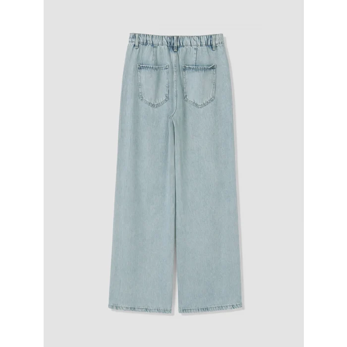 LCW Jeans İndigo Beli Lastikli Wideleg Kadın Jean Pantolon
